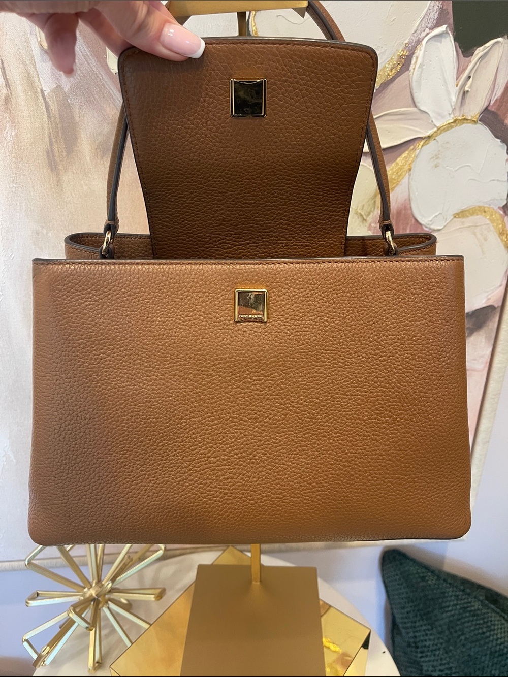 Tory Burch Britten Satchel with Crossbody in Tan - Picture 7 of 10